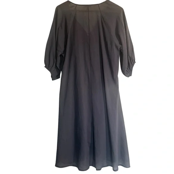 JOHNNY WAS Calme Lightweight Blue Linen Midi Dress with Slip Button Neckline XS - Picture 2 of 10